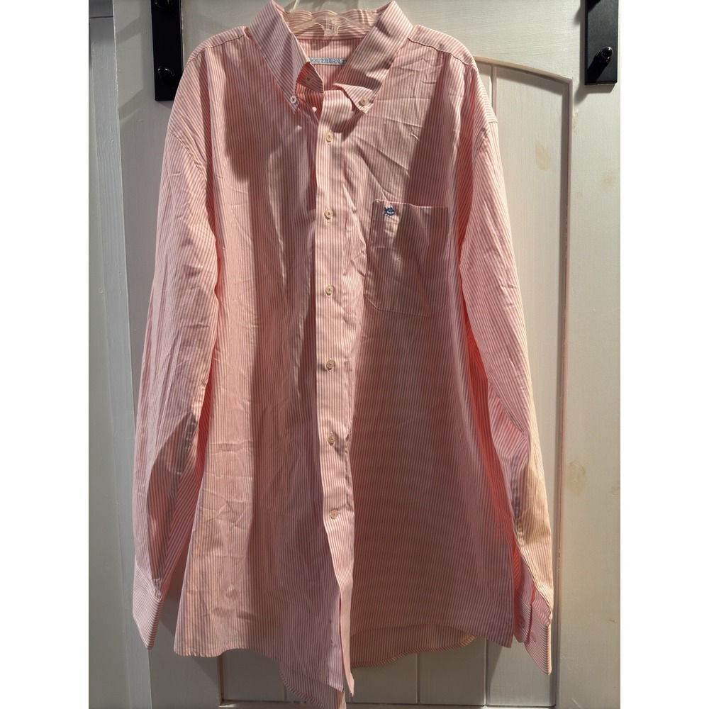 Southern Tide Long Sleeve Button Down Shirt Mens XL Classic Fit Red White Stripe